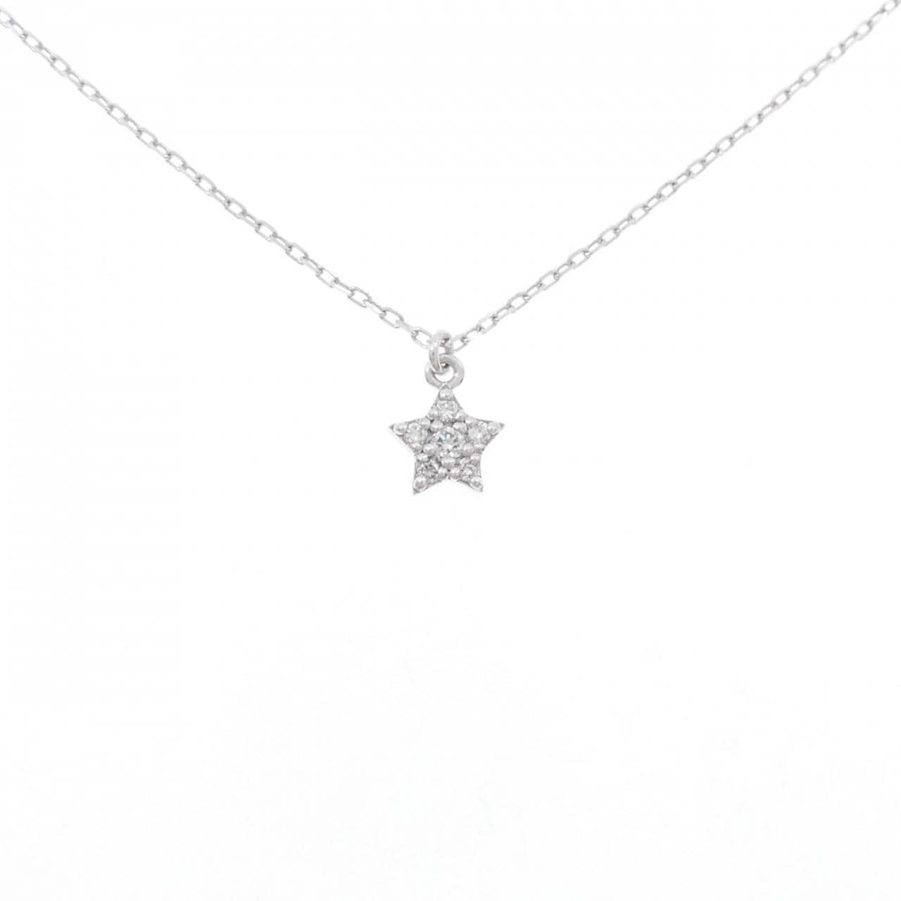 K18WG スター ダイヤモンド ネックレス 0.039CT