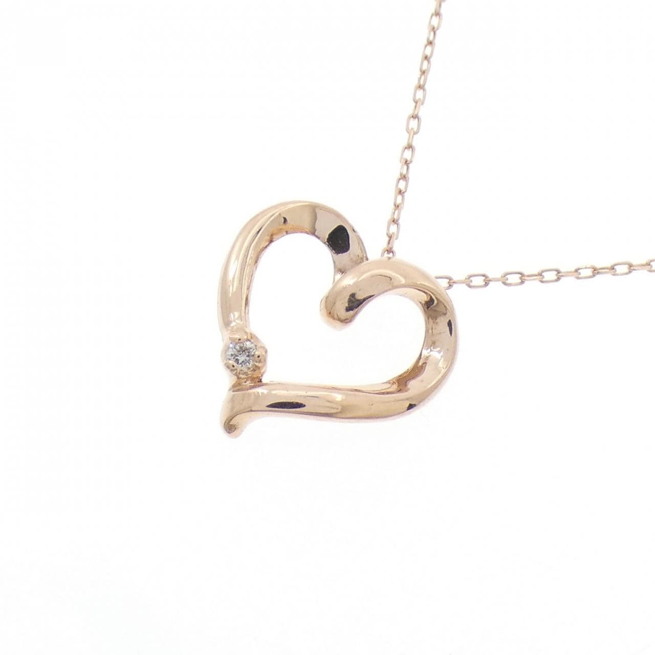 K10PG ハート ダイヤモンド ネックレス 0.01CT