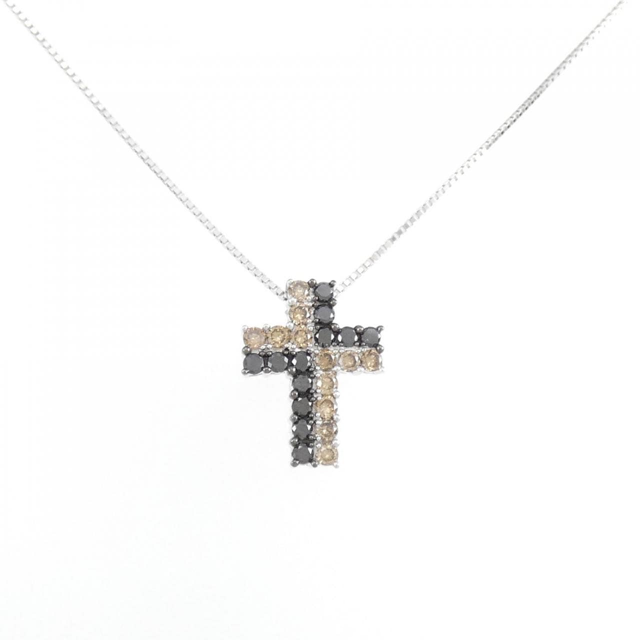 K18WG/K18BG cross Diamond necklace 0.80CT