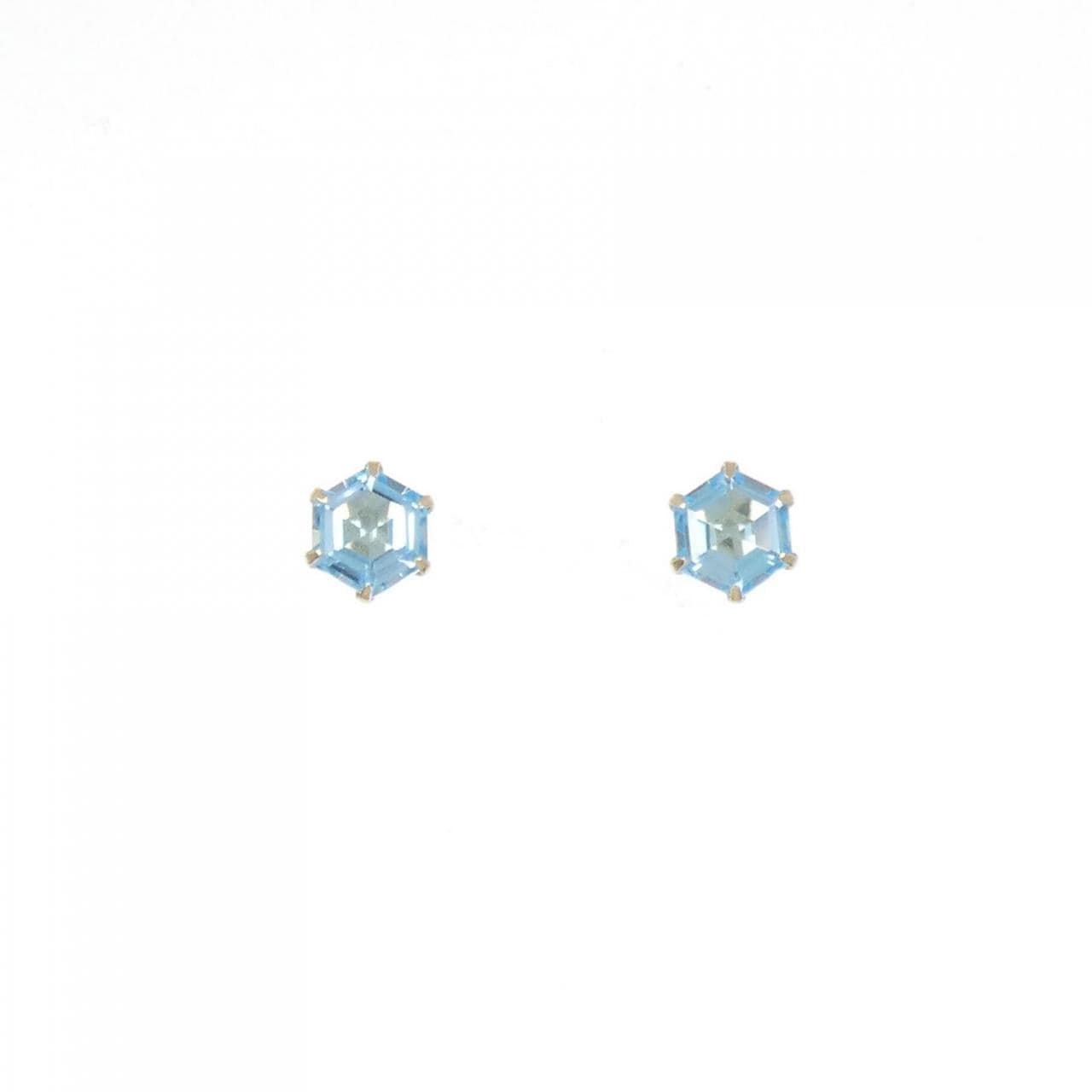 [新品] K18YG 蓝色托帕石石耳环 2.2CT