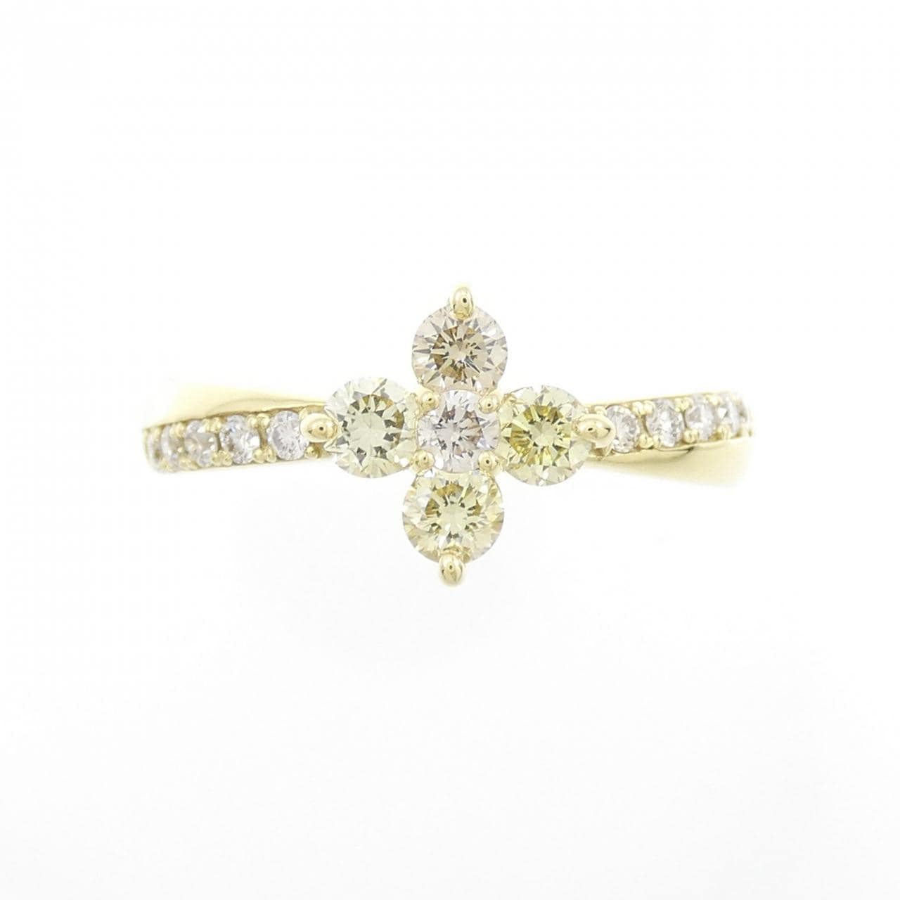 【新品】K18YG フラワー ダイヤモンド リング 0.50CT