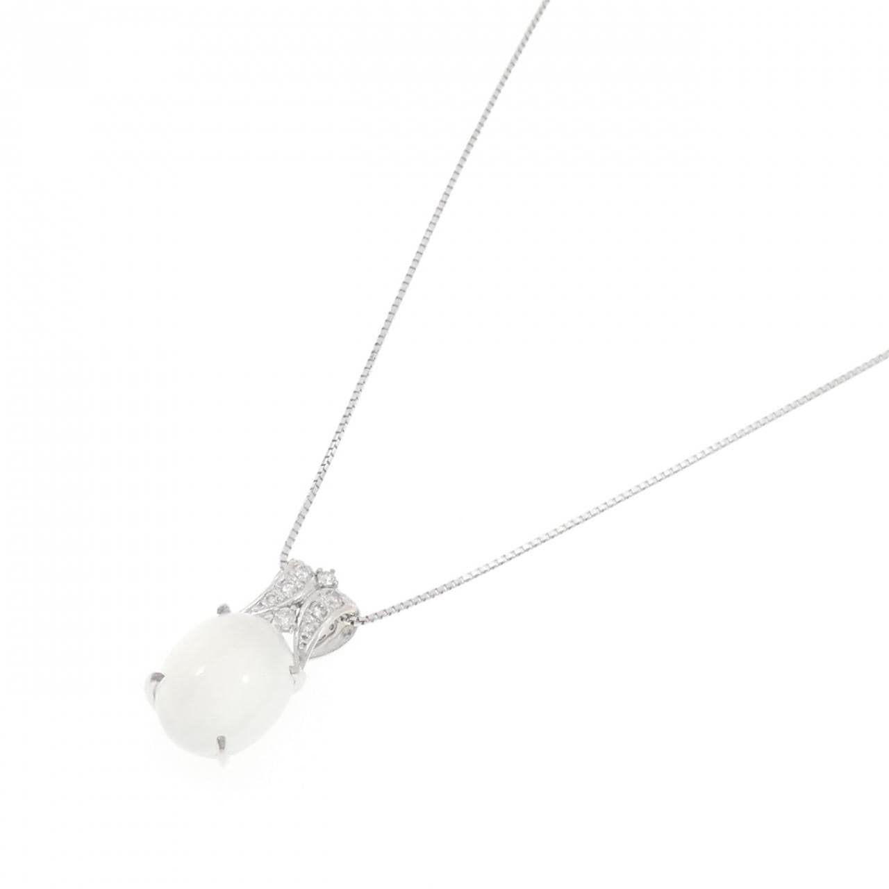 K18WG ムーンストーンキャッツアイ ネックレス 5.14CT