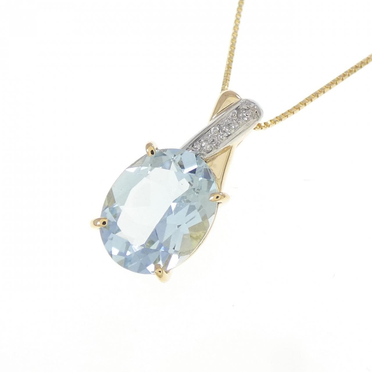 K18YG/PT900 アクアマリン ネックレス