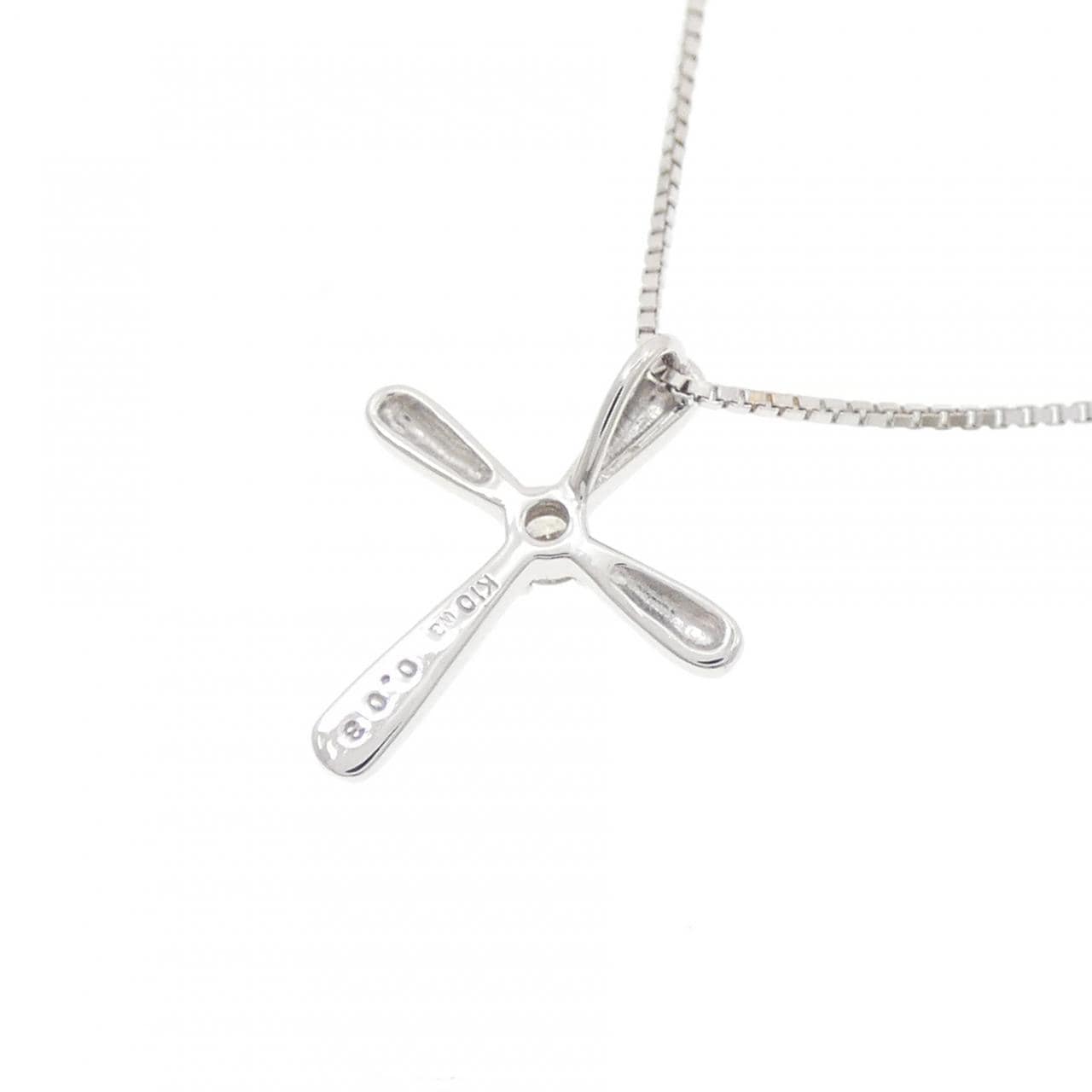 K10WG クロス ダイヤモンド ネックレス 0.03CT