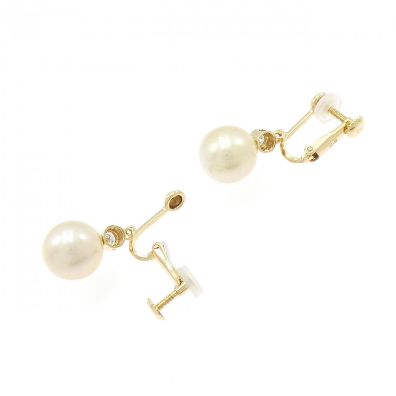 K18YG 白蝶パール イヤリング 9.2mm
