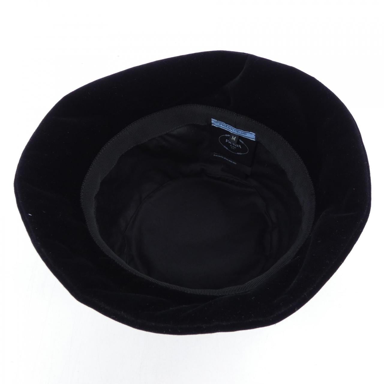 プラダ PRADA トライアングルロゴ ベルベット バケットハット 1HC137 068 ハット