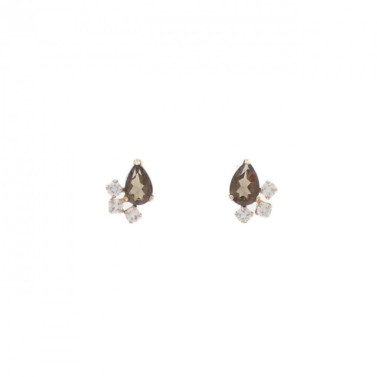 K10YG スモーキークオーツ ピアス