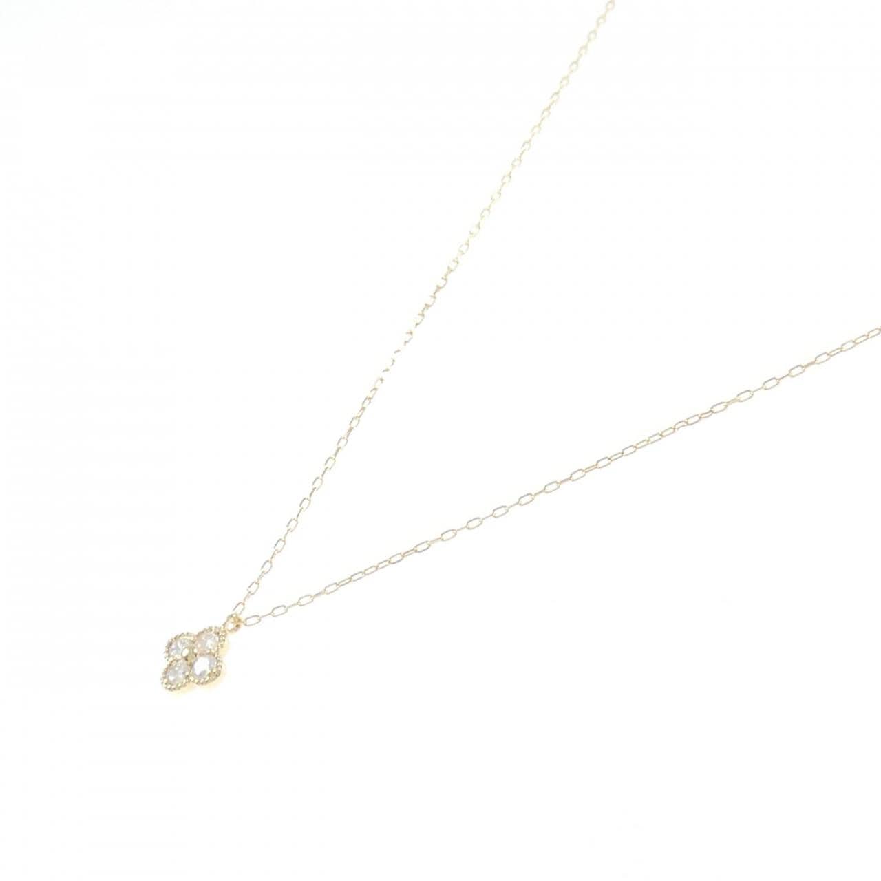 K18YG フラワー ダイヤモンド ネックレス 0.10CT
