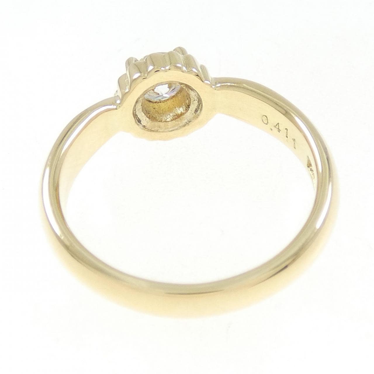 K18YG ソリティア ダイヤモンド リング 0.411CT