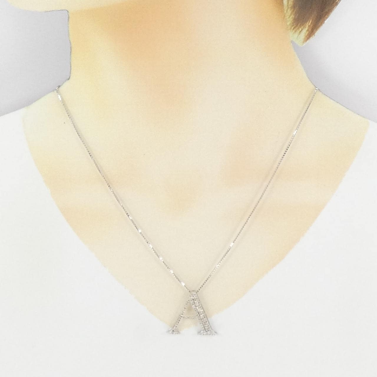 K18WG イニシャルA ダイヤモンド ネックレス 0.50CT