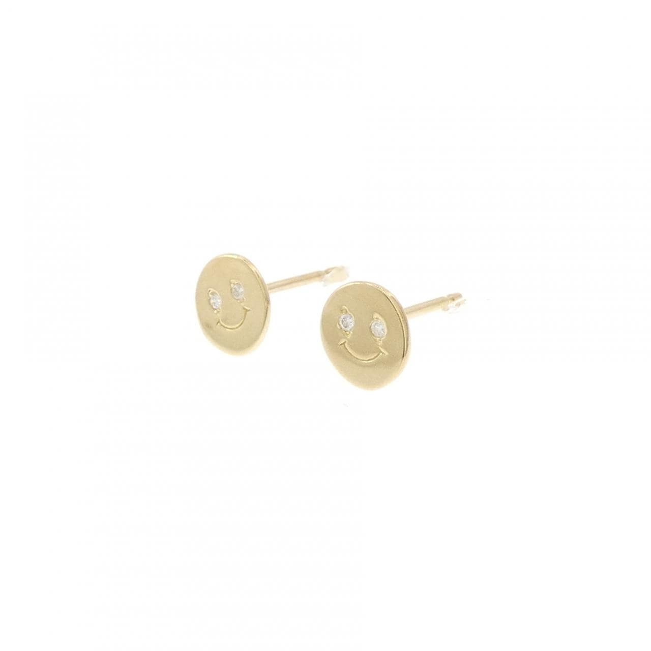 K18YG スマイル ダイヤモンド ピアス 0.02CT