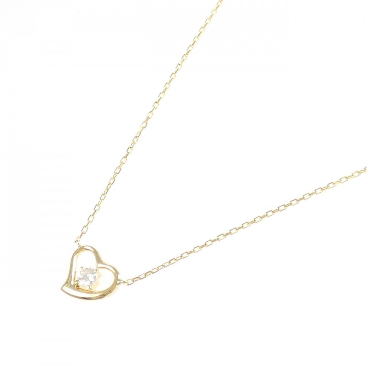 K18YG ハート ダイヤモンド ネックレス 0.14CT