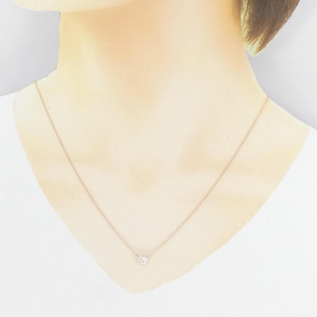 [Remake] K18PG Diamond Necklace 0.494CT I SI1 Heart Shape