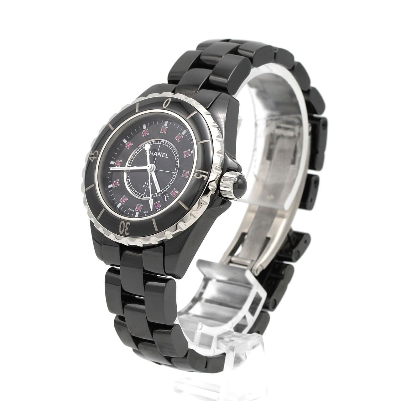 シャネル J12 33mmセラミック･12Pルビー H1634 セラミック クォーツ