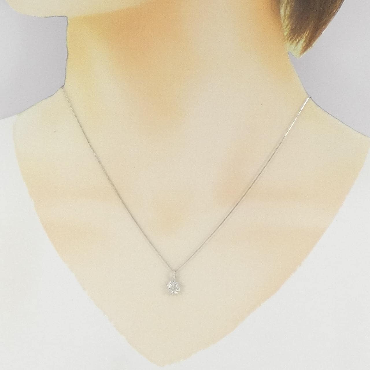 【新品】PT900/PT850 フラワー ダイヤモンド ネックレス 0.30CT