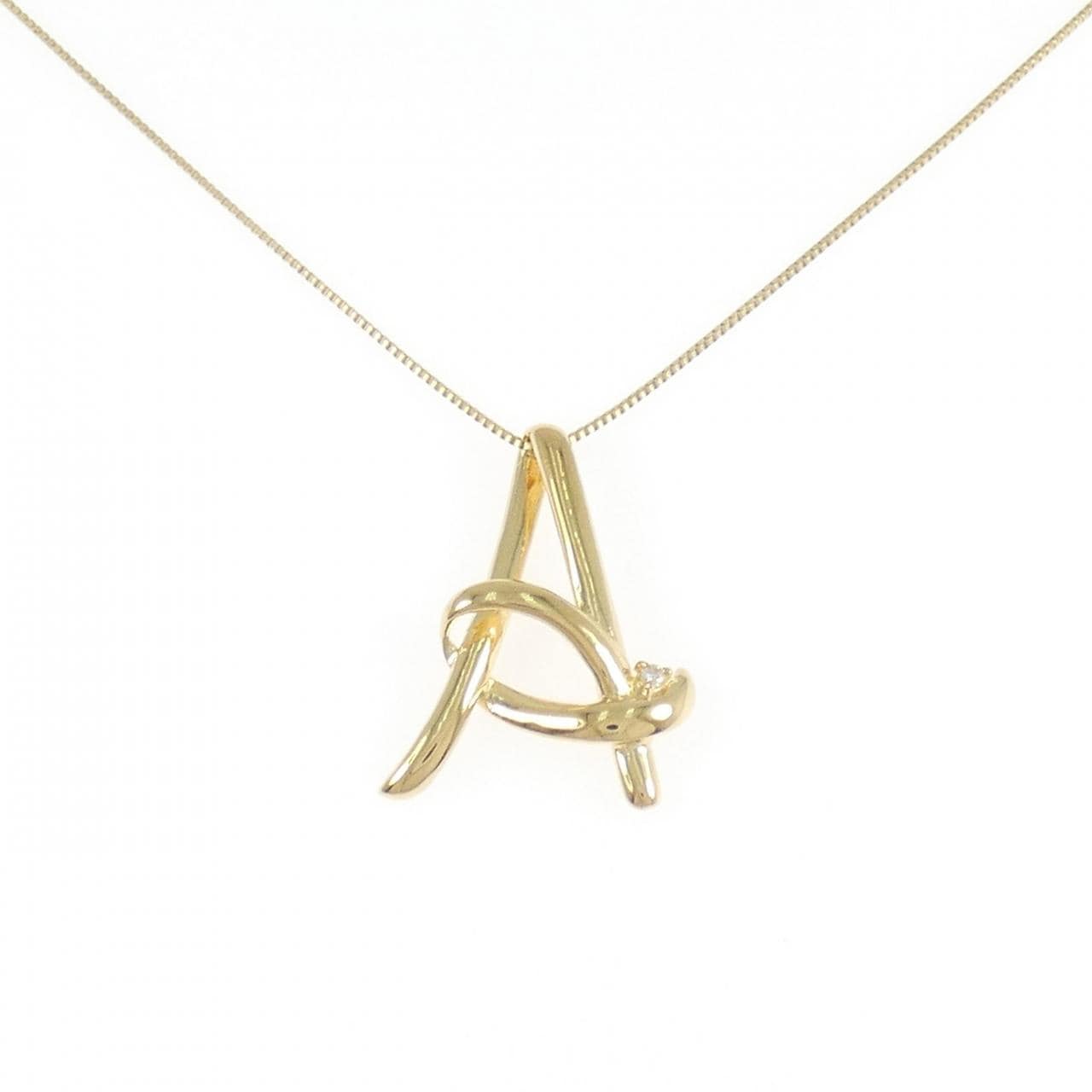 K18YG Initial A Diamond Necklace 0.02CT