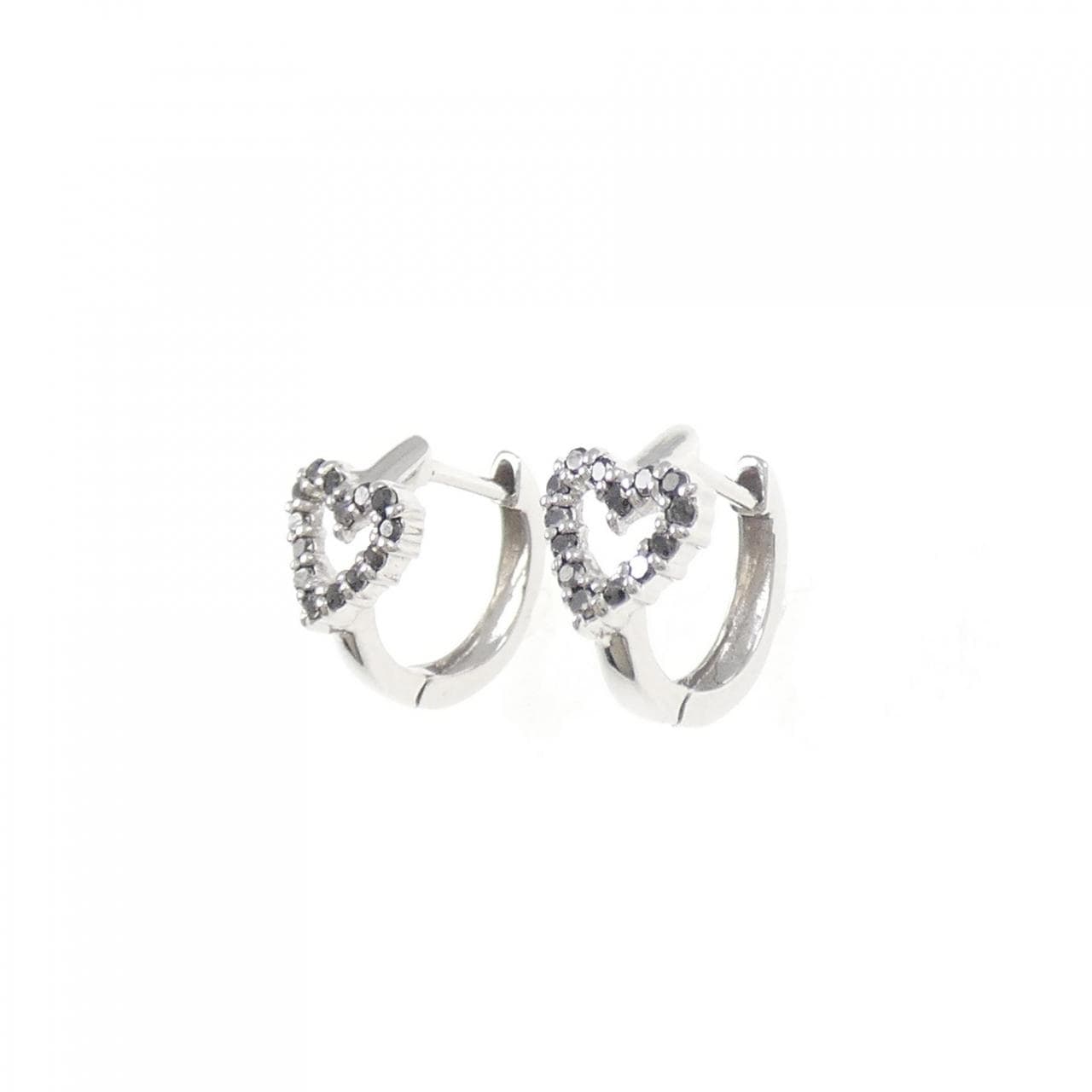 K10WG ハート ダイヤモンド ピアス 0.16CT