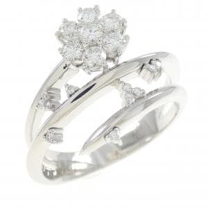 K18WG フラワー ダイヤモンド リング 0.52CT