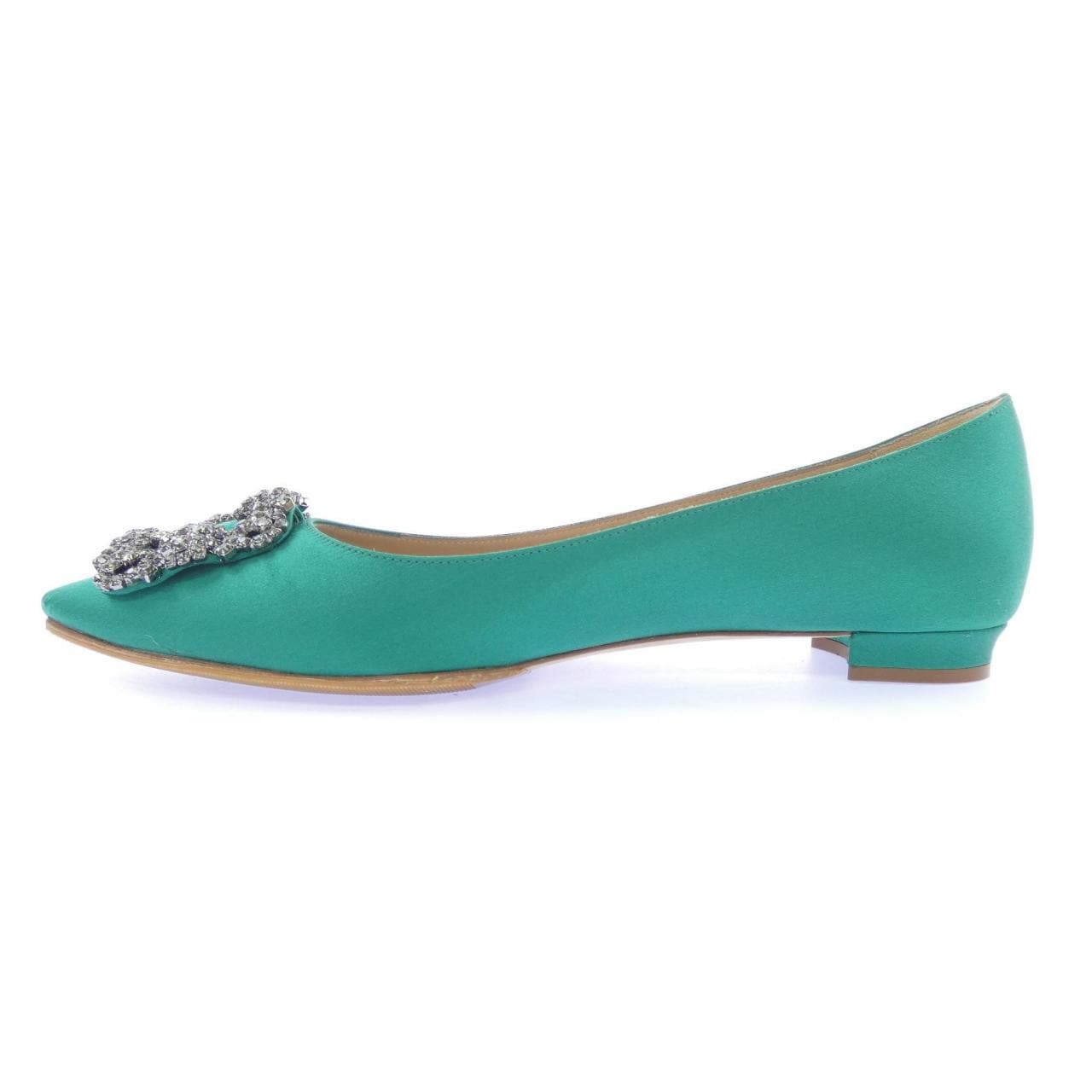マノロブラニク MANOLO BLAHNIK HANGISIFLAT サテン フラットシューズ