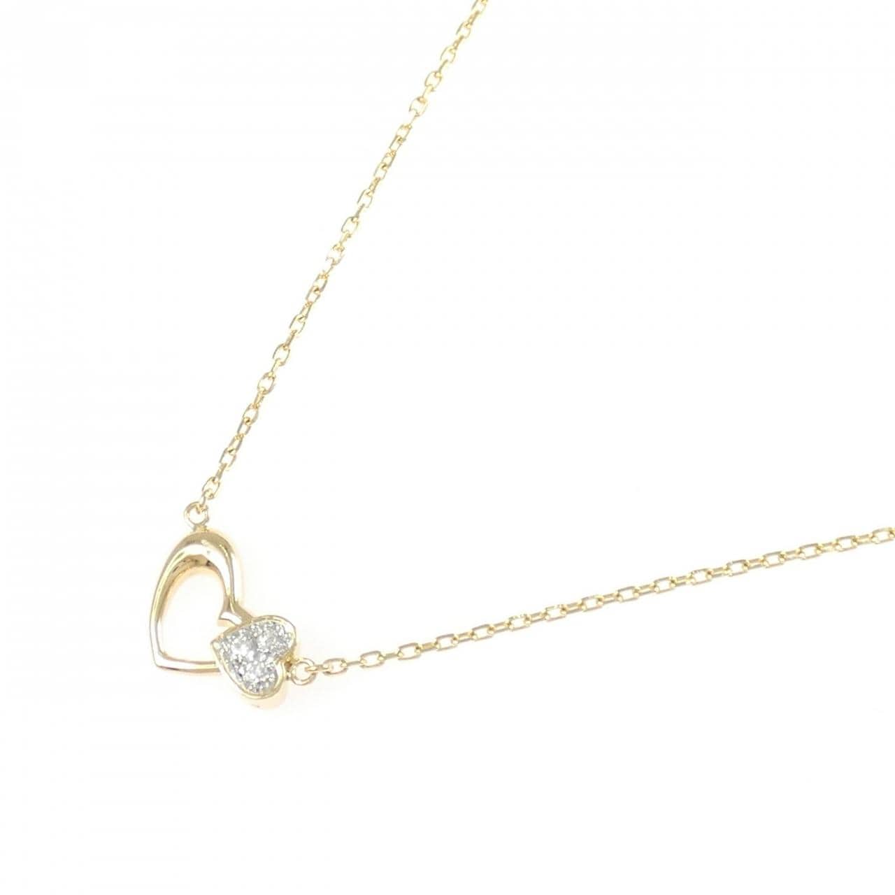 K18YG/PT ハート ダイヤモンド ネックレス 0.03CT