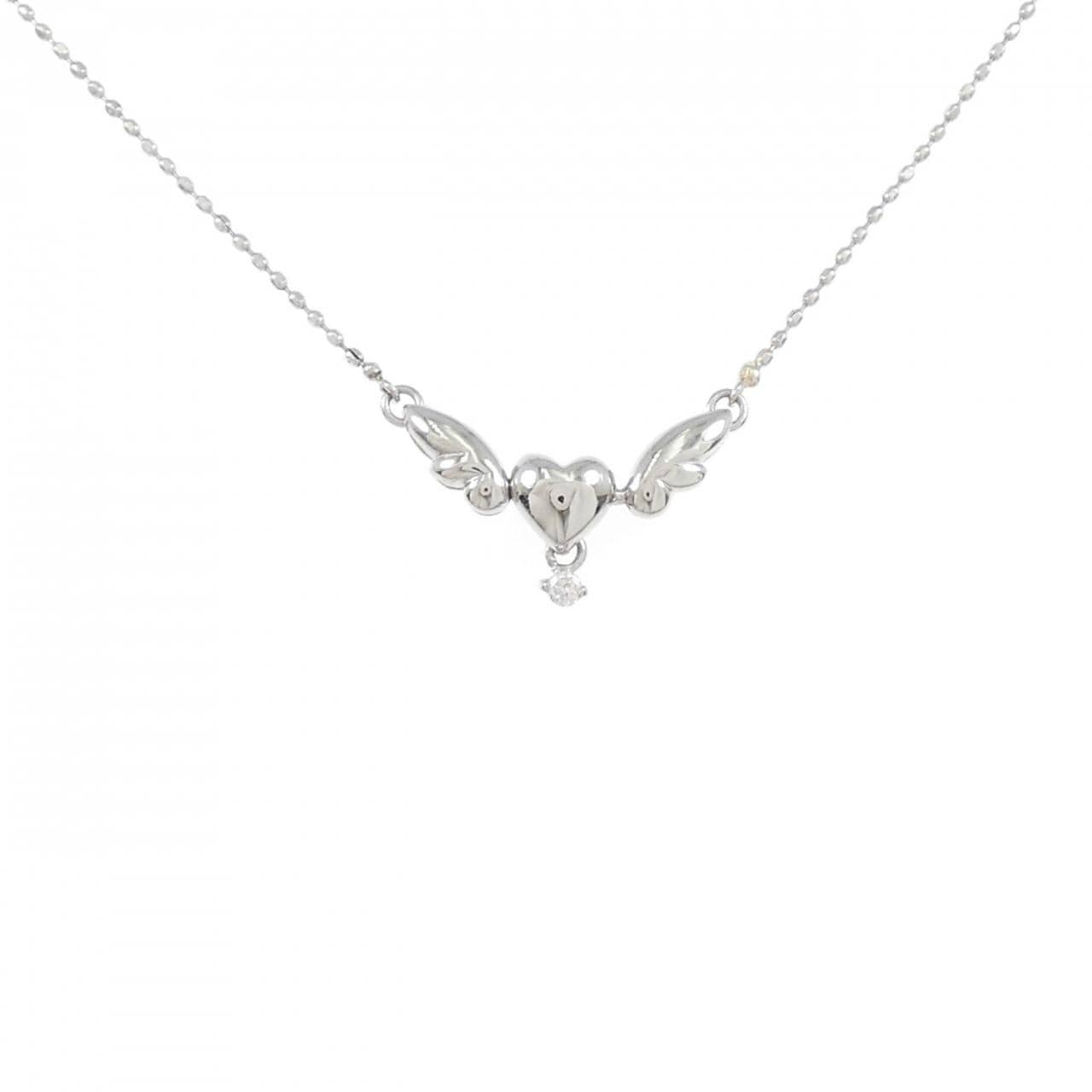 PT900/PT850 ハート ダイヤモンド ネックレス 0.02CT
