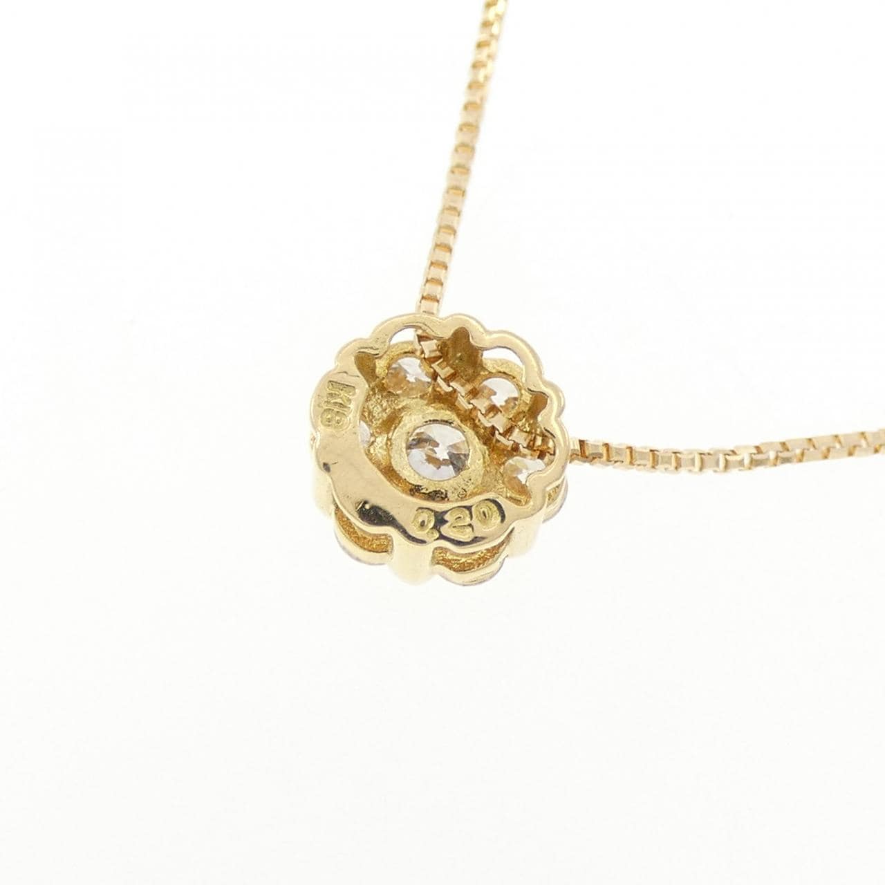 K18YG フラワー ダイヤモンド ネックレス 0.20CT