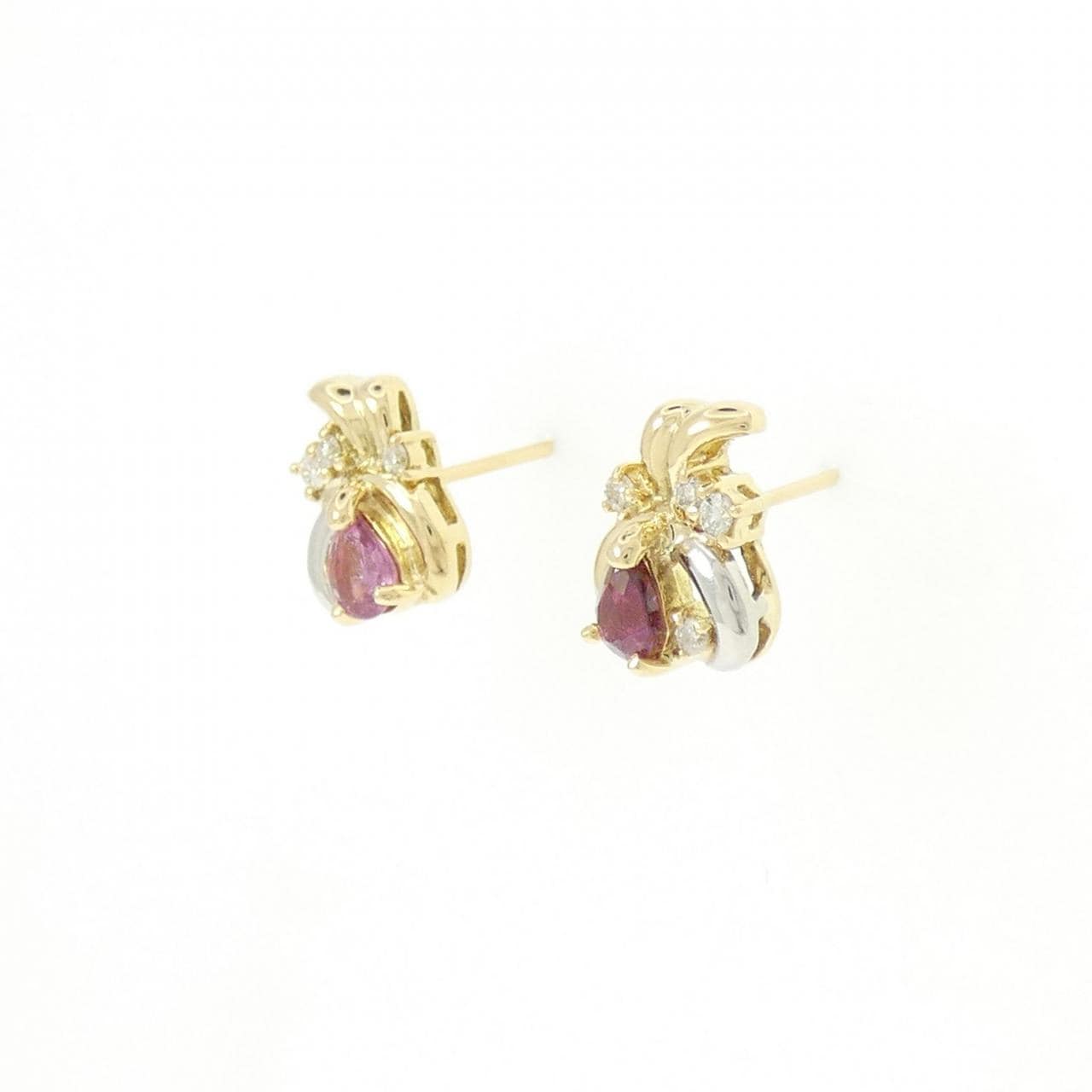 K18YG/PT850 ルビー ピアス 0.46CT