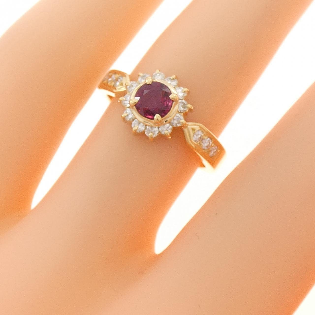 K18YG ルビー リング 0.41CT