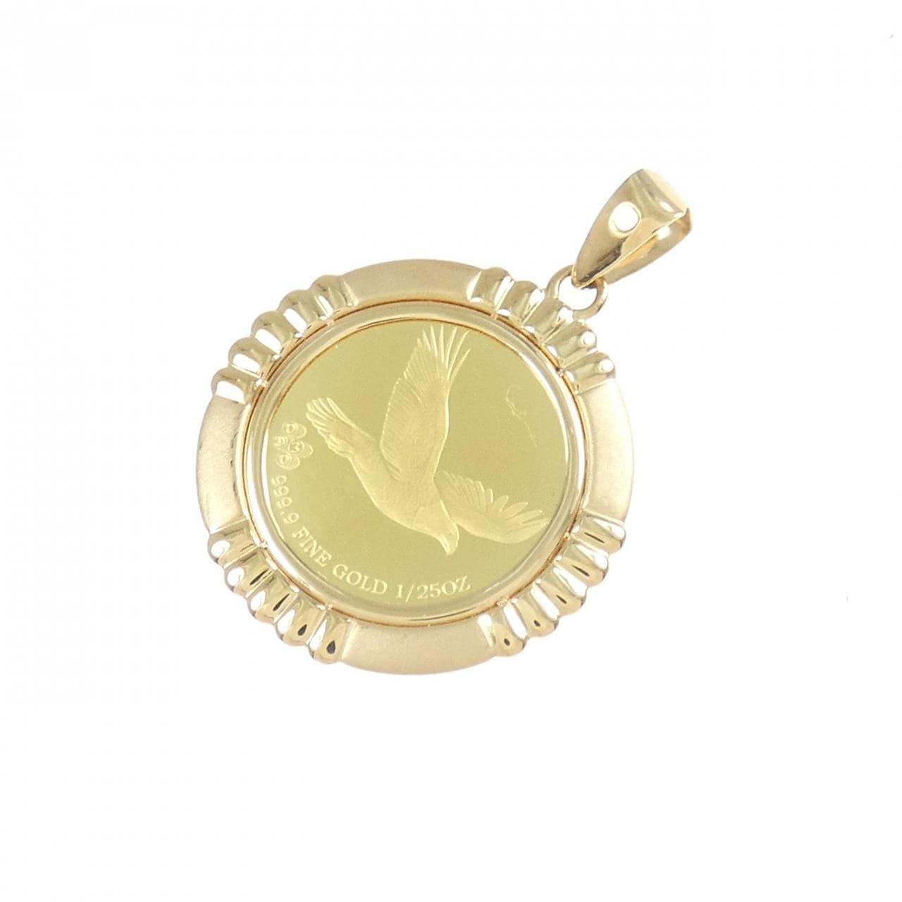 [BRAND NEW] K18YG frame coin pendant