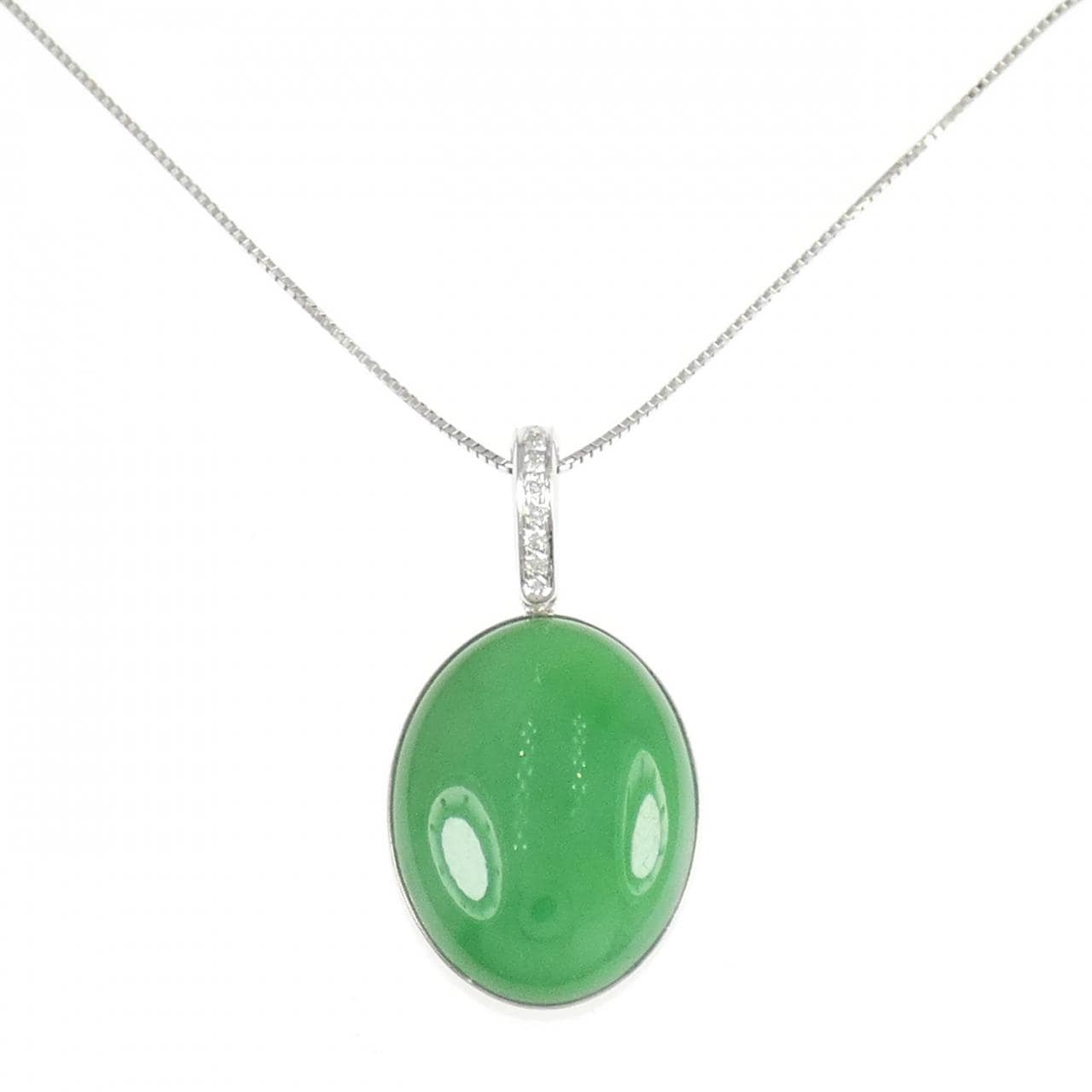 K18WG ヒスイ ネックレス 19.28CT