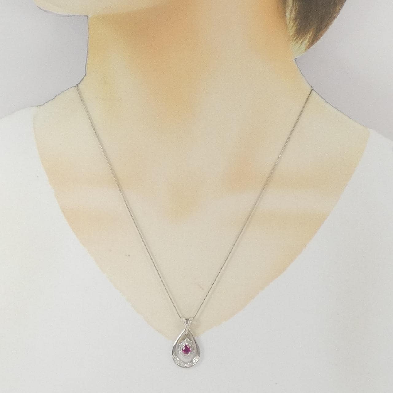 PT900/PT850 ルビー ネックレス 0.51CT