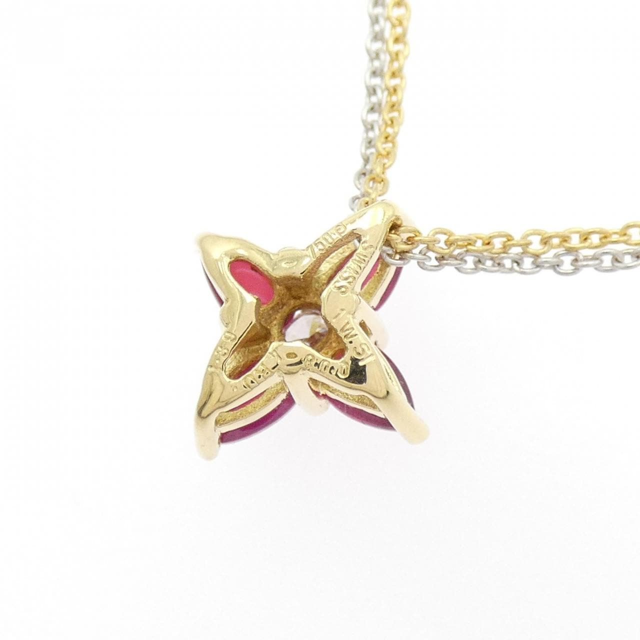 750YG/750WG フラワー ルビー ネックレス 1.39CT