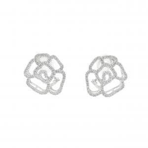 750WG フラワー ダイヤモンド ピアス
