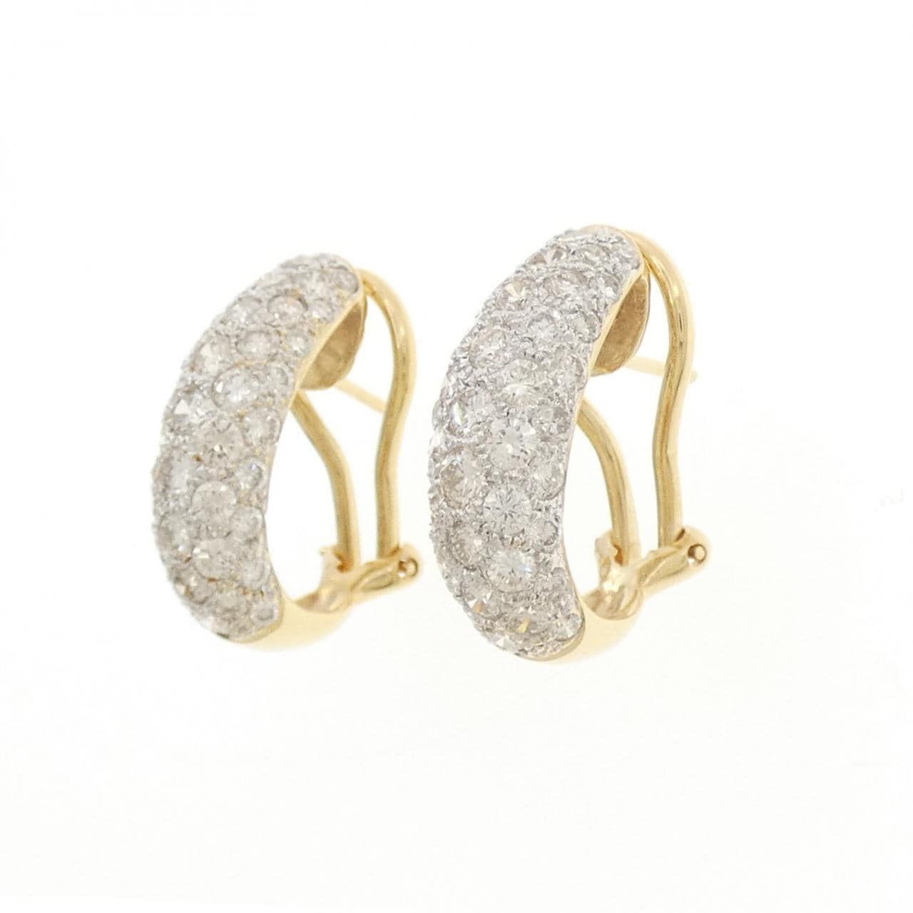 K18YG/K18WG パヴェ ダイヤモンド ピアス 3.24CT
