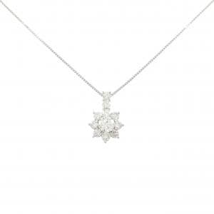 PT900/PT850 フラワー ダイヤモンド ネックレス 0.335CT