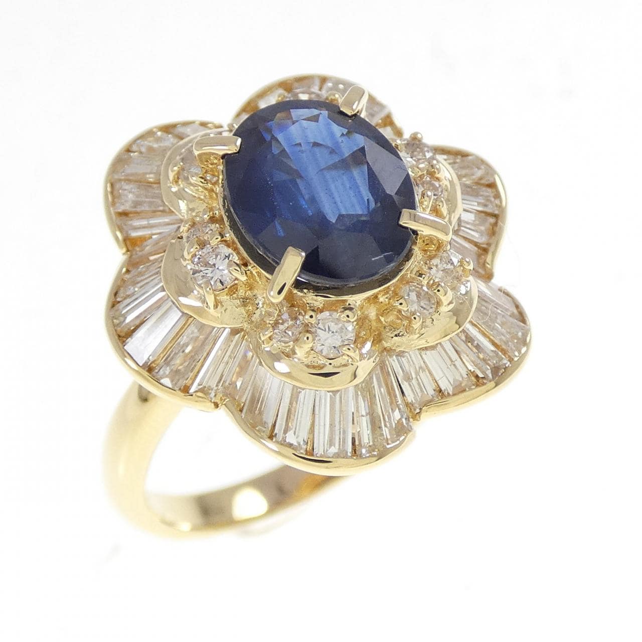 K18YG フラワー サファイヤ リング 2.29CT