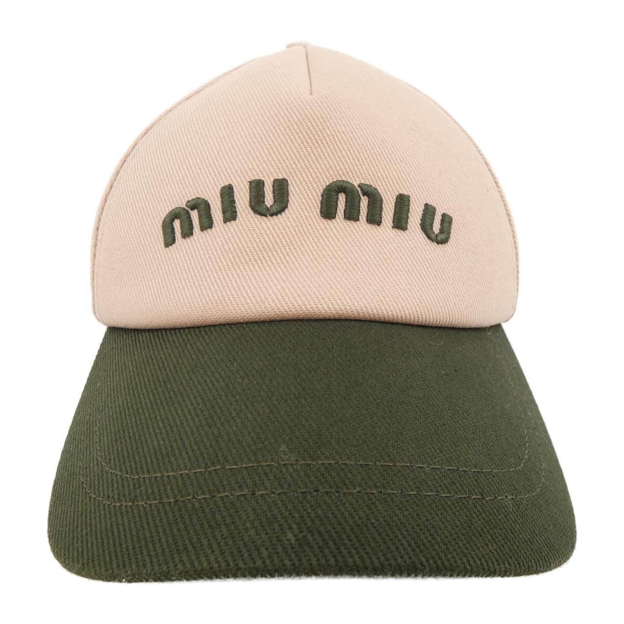 ミュウミュウ MIU MIU ドリルベースボール MIU MIU ロゴ 5HC179 2CQ1 キャップ