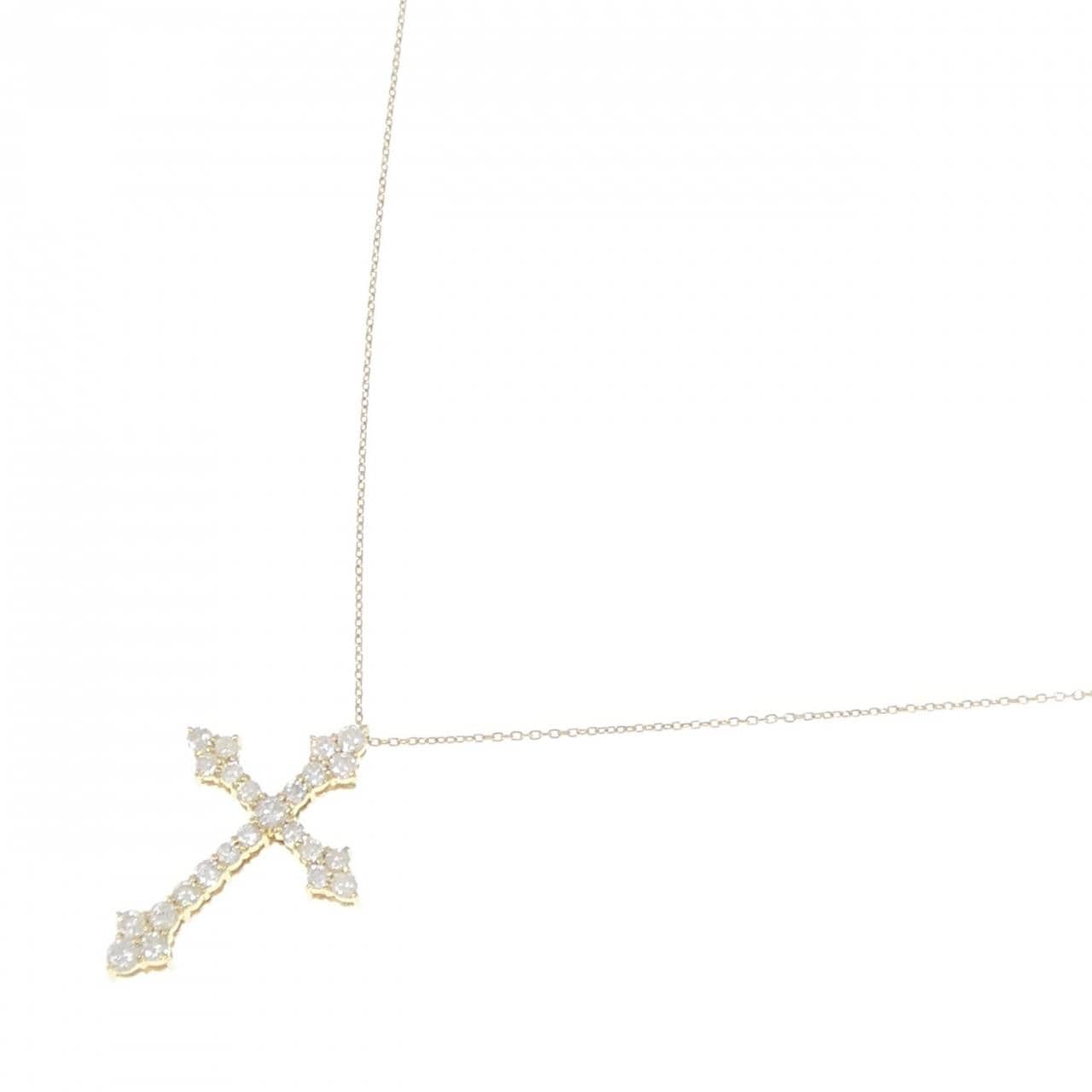 K18YG クロス ダイヤモンド ネックレス 1.11CT