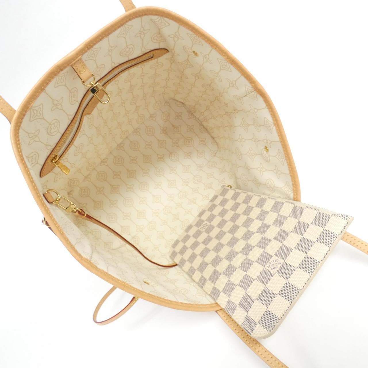 LOUIS VUITTON Damier Azur（绳索和链条）Neverfull N40471 包