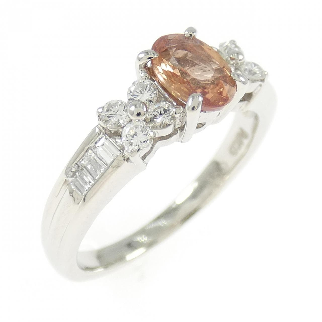 PT900 フラワー パパラチアサファイヤ リング 0.60CT