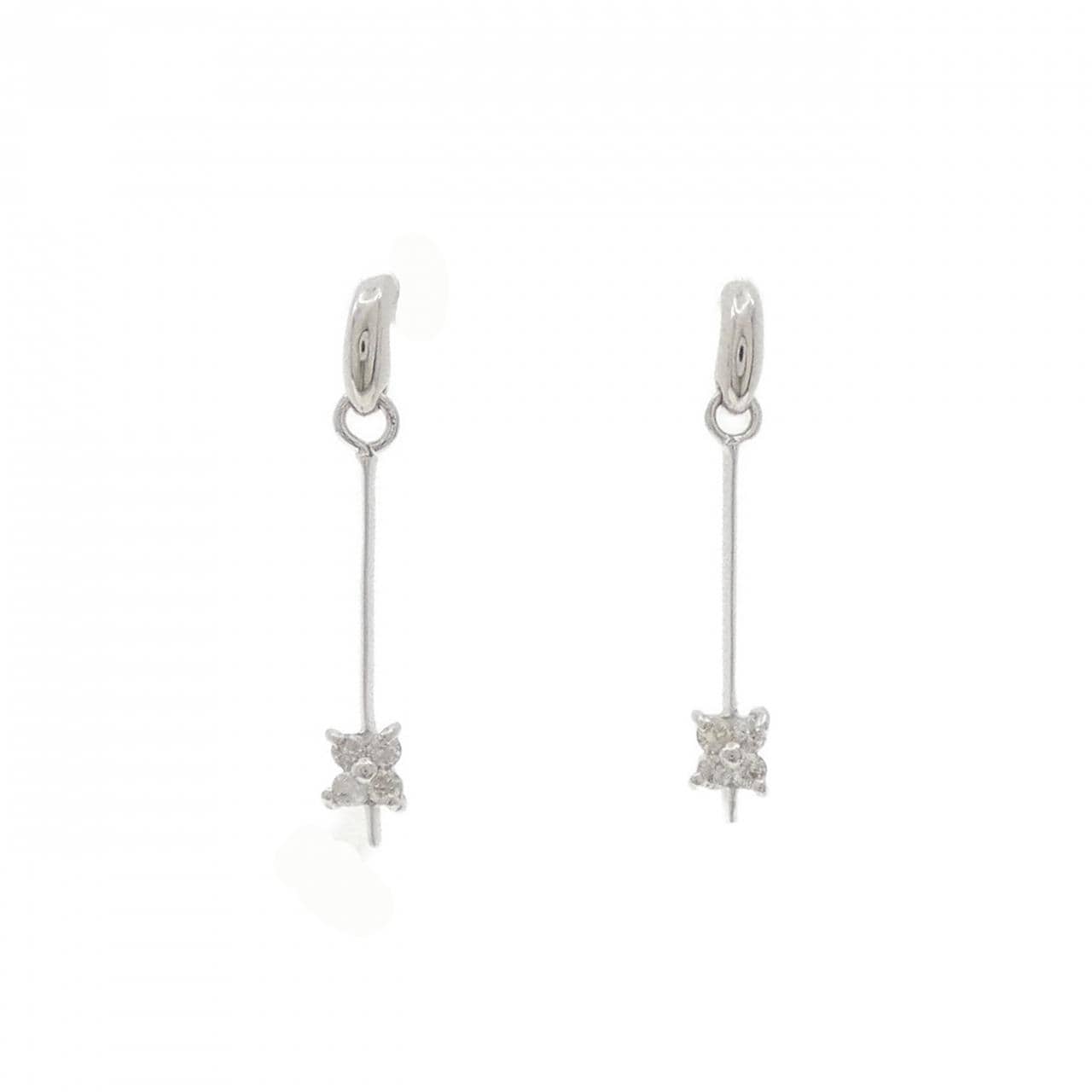 K18WG フラワー ダイヤモンド ピアス 0.10CT