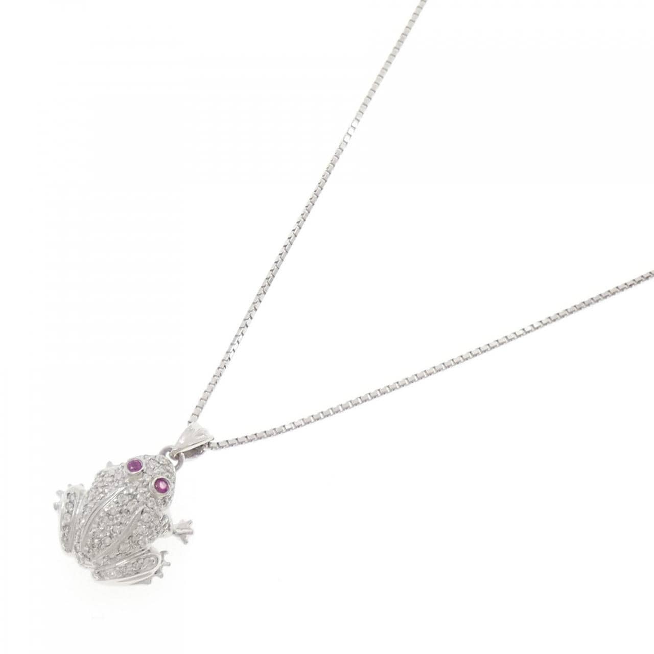 K18WG フロッグ ルビー ネックレス 0.05CT