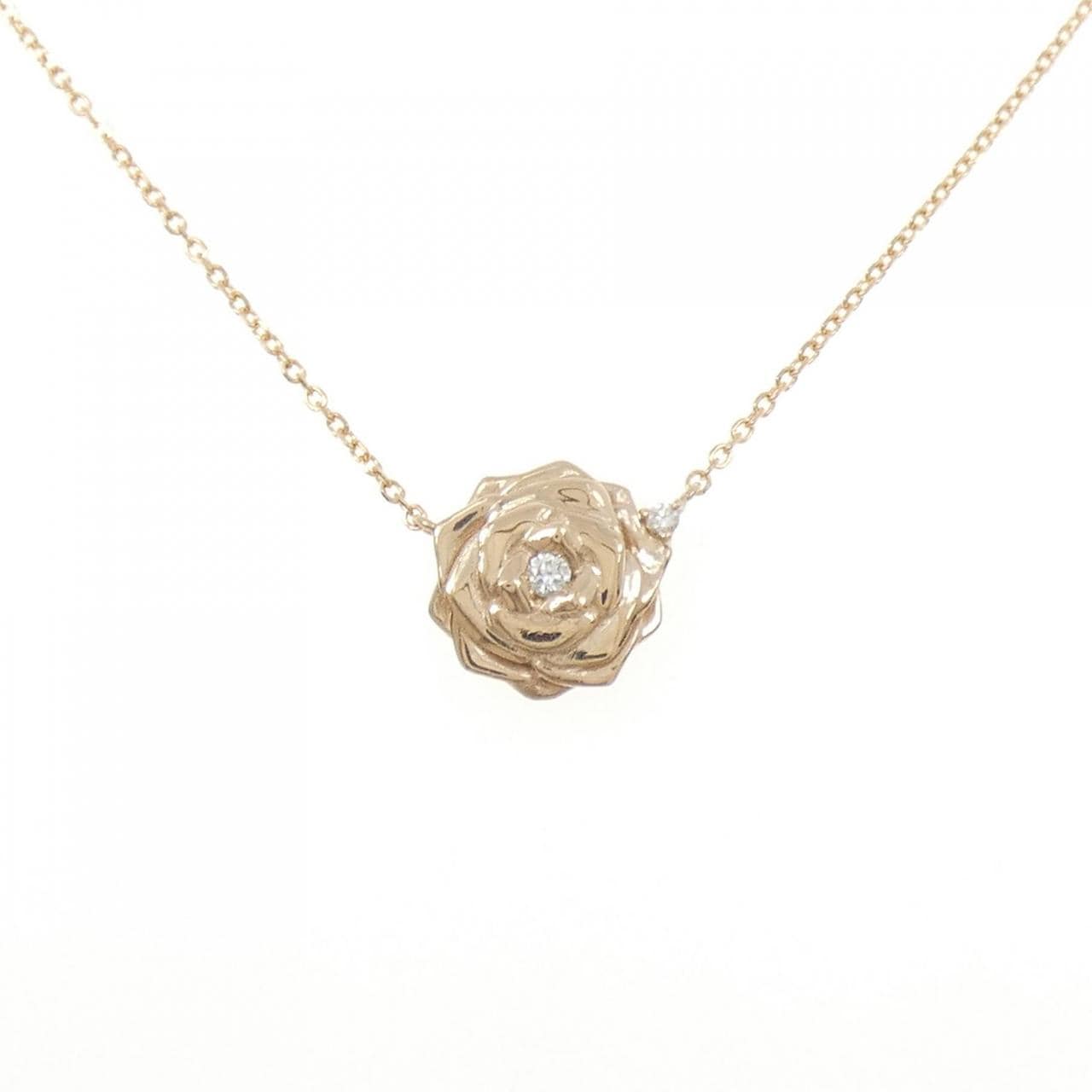 K18PG ローズ ダイヤモンド ネックレス 0.03CT