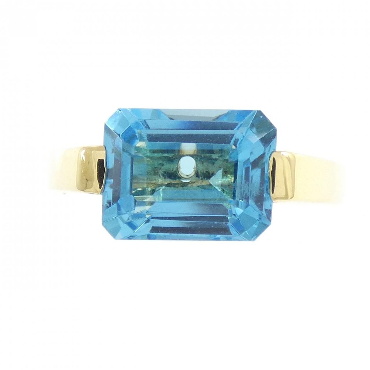 K18YG ブルートパーズ リング 4.20CT