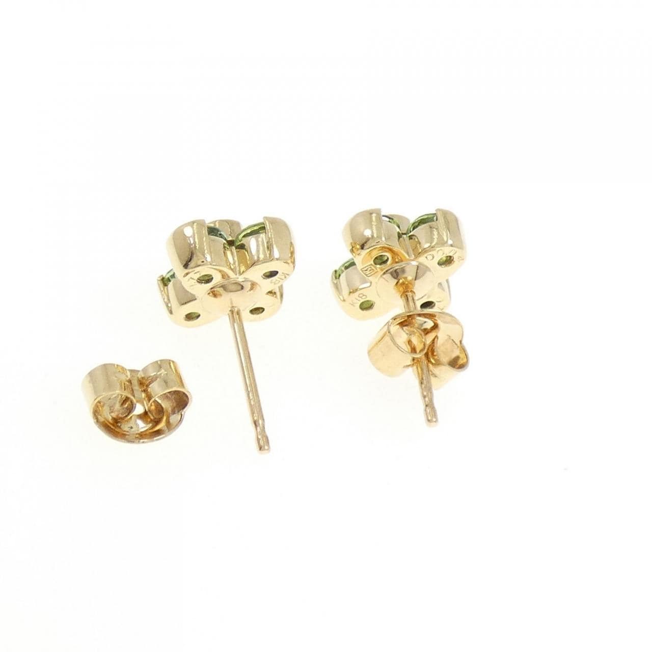 K18YG Flower Tourmaline Earrings 1.53CT