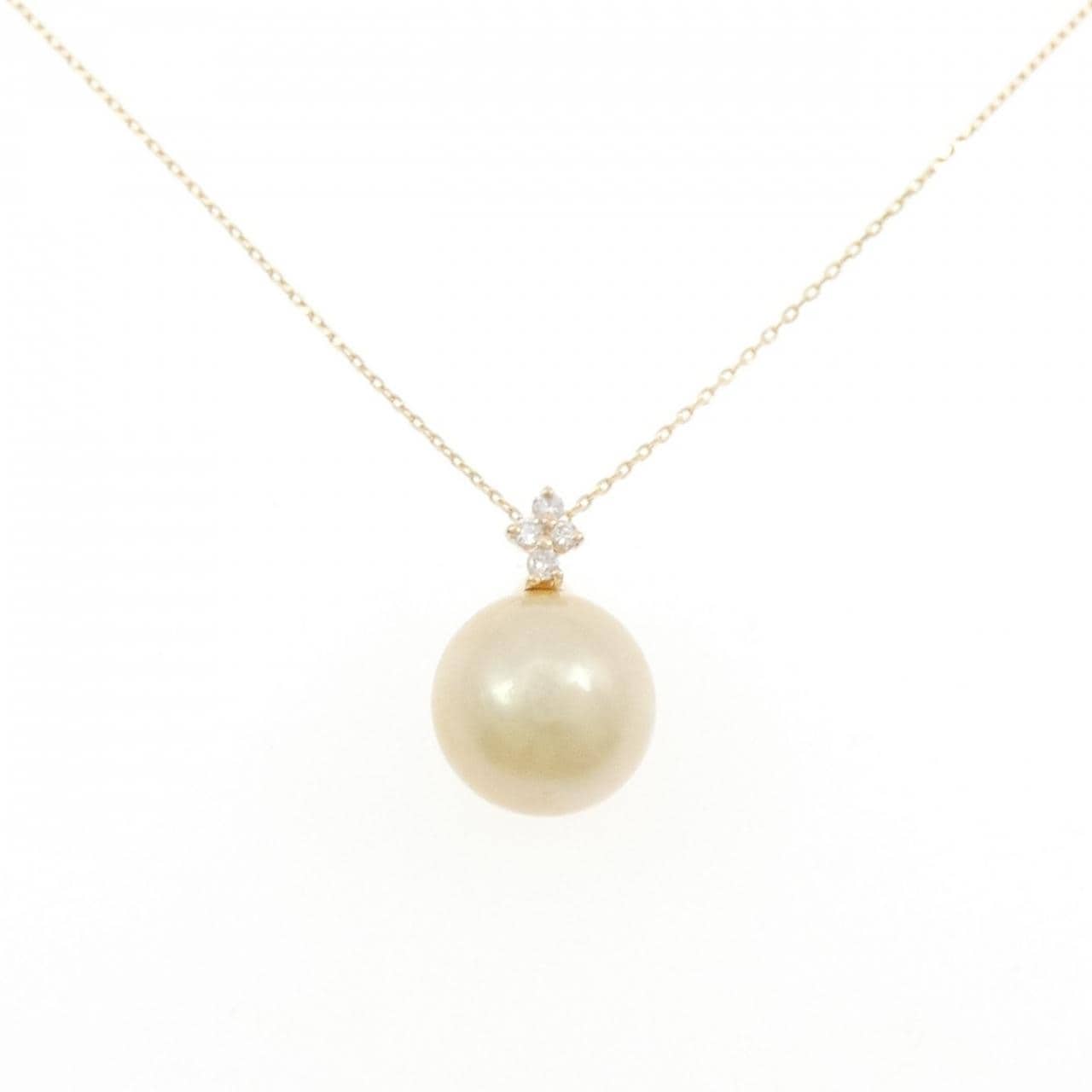 K10YG 白蝶パール ネックレス 10mm