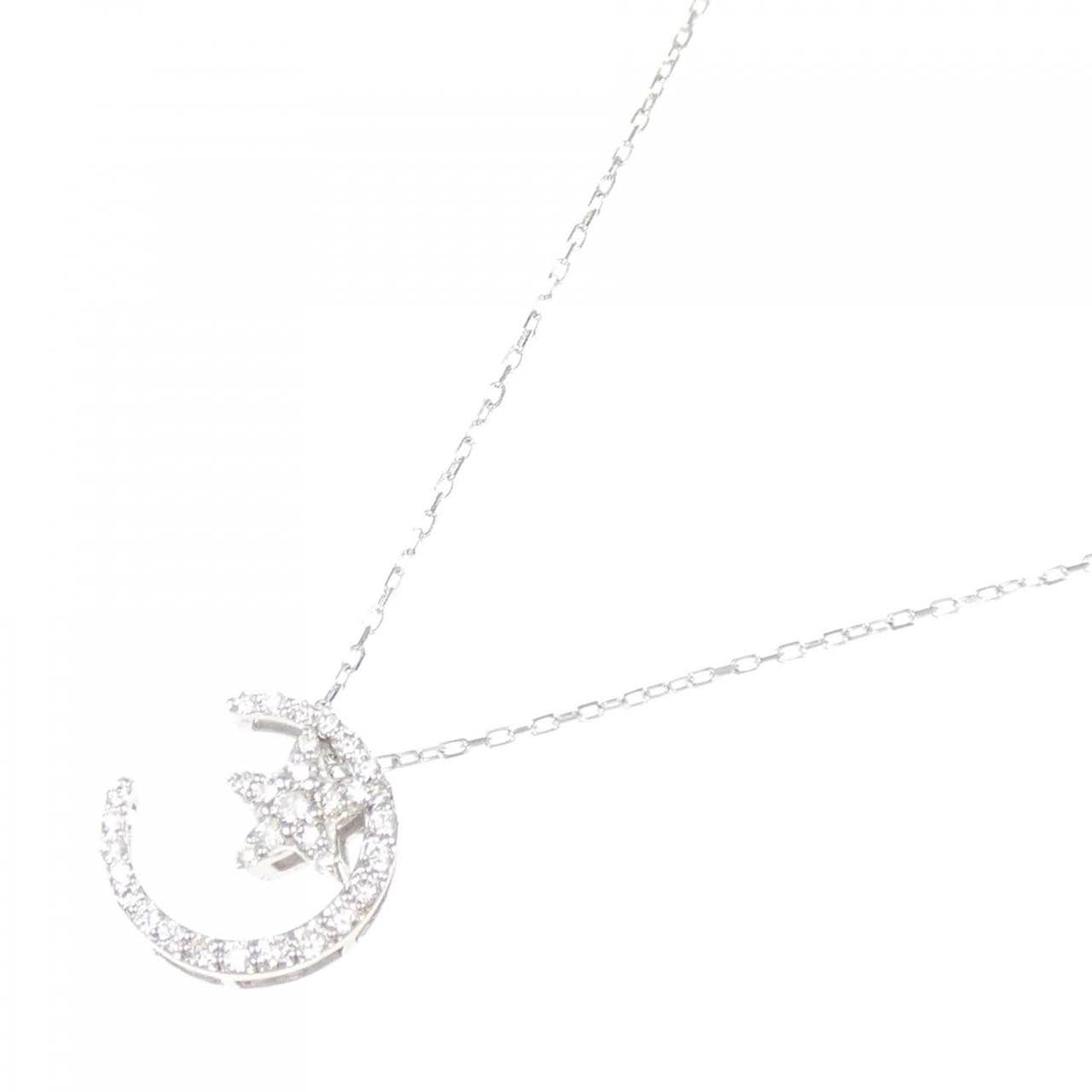 K18WG 2WAY Star x Moon Diamond Necklace 0.26CT