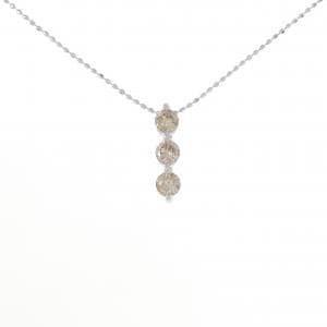 K18WG スリーストーン ダイヤモンド ネックレス 0.5CT