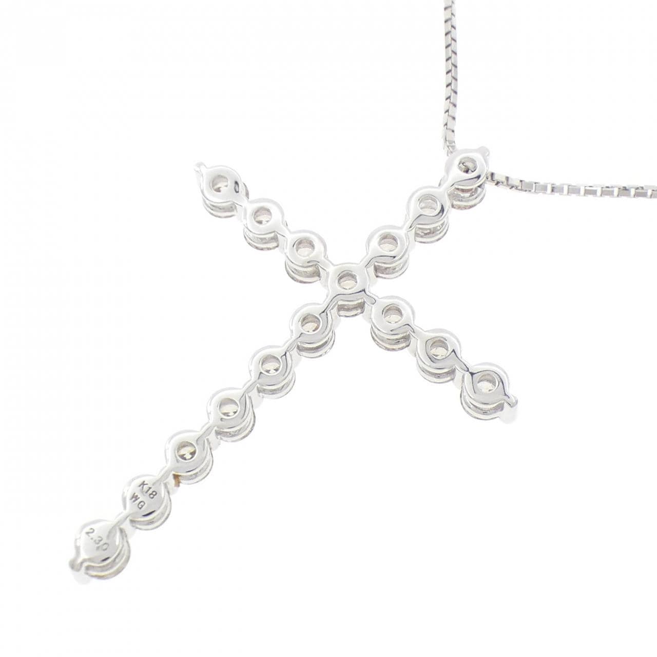 K18WG クロス ダイヤモンド ネックレス 2.30CT