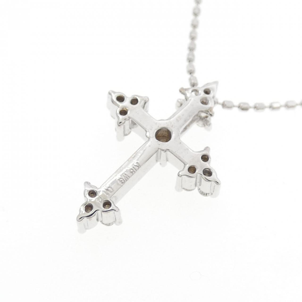 K18WG クロス ダイヤモンド ネックレス 0.14CT